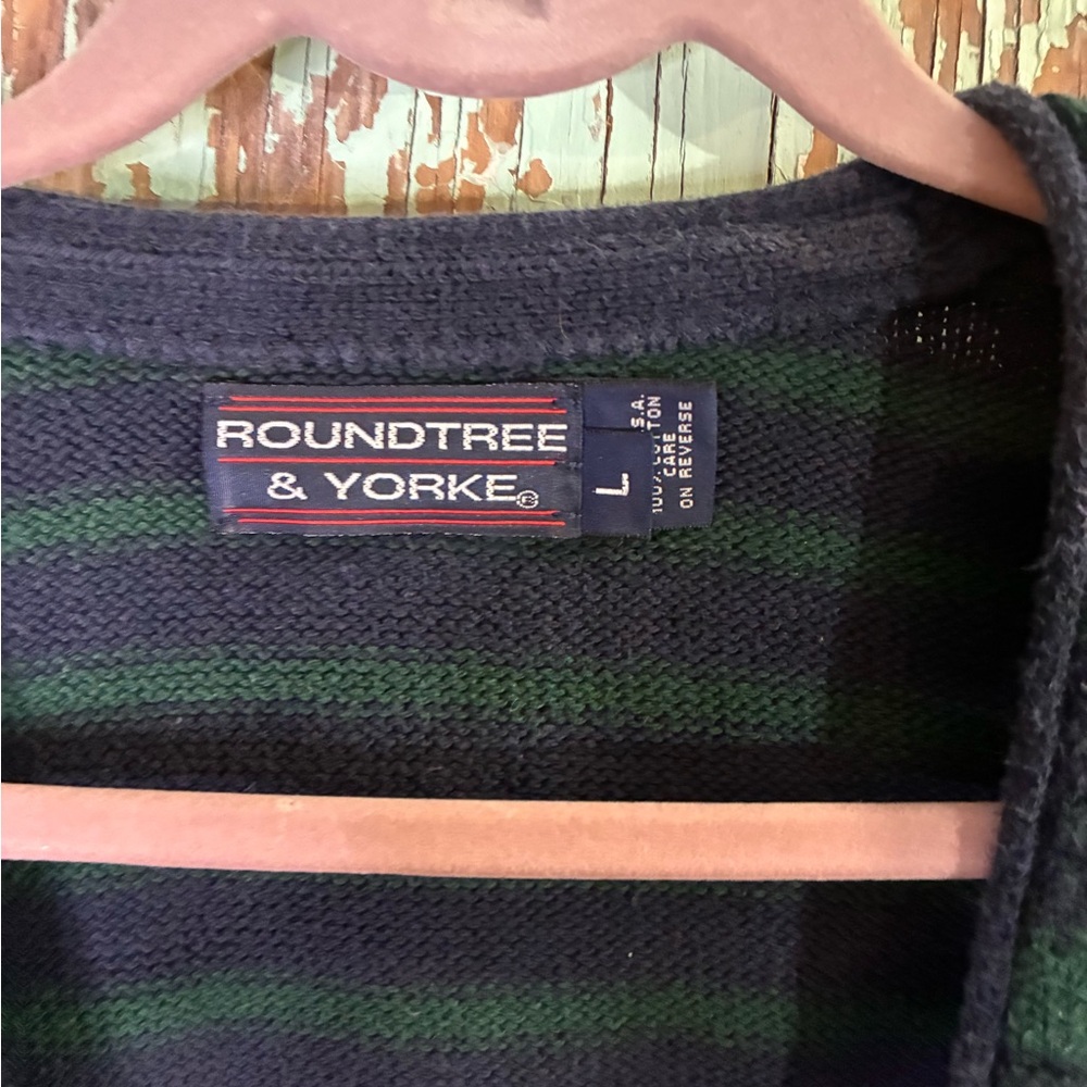 Roundtree & Yorke Dark Striped Sweater Vest - Picture 2 of 5